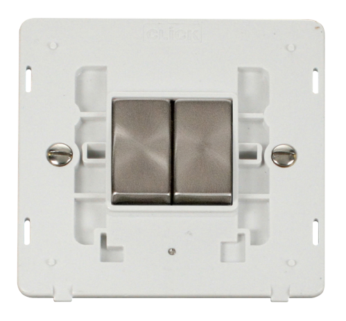 Scolmore SIN412PWBS - INGOT 10AX 2 Gang 2 Way Switch Insert - White / Brushed Stainless Definity Scolmore - Sparks Warehouse