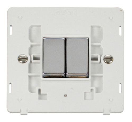 Scolmore SIN412PWCH - INGOT 10AX 2 Gang 2 Way Switch Insert - White / Chrome Definity Scolmore - Sparks Warehouse