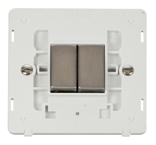 Scolmore SIN412PWSS - INGOT 10AX 2 Gang 2 Way Switch Insert - White / Stainless Steel Definity Scolmore - Sparks Warehouse