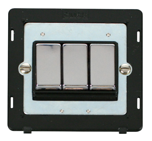 Scolmore SIN413BKCH - INGOT 10AX 3 Gang 2 Way Switch Insert - Black / Chrome Definity Scolmore - Sparks Warehouse