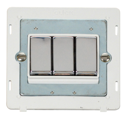 Scolmore SIN413PWCH - INGOT 10AX 3 Gang 2 Way Switch Insert - White / Chrome Definity Scolmore - Sparks Warehouse