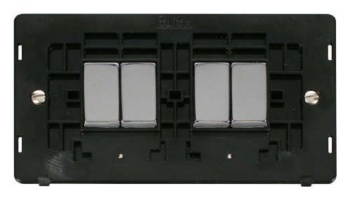 Scolmore SIN414BKCH - INGOT 10AX 4 Gang 2 Way Switch Insert - Black / Chrome Definity Scolmore - Sparks Warehouse