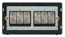 Scolmore SIN416BKBS - INGOT 10AX 6 Gang 2 Way Switch Insert - Black / Brushed Stainless Definity Scolmore - Sparks Warehouse