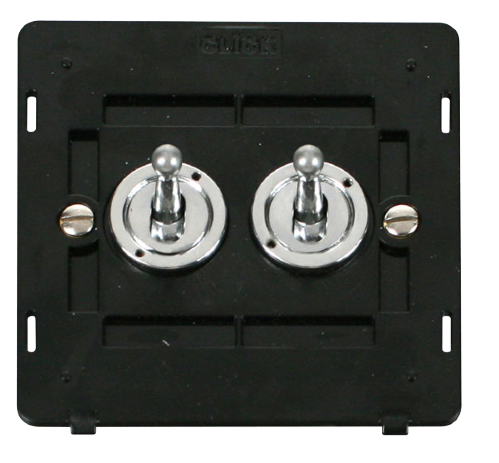 Scolmore SIN422CH - 10AX 2 Gang 2 Way Toggle Switch Insert - Chrome Definity Scolmore - Sparks Warehouse