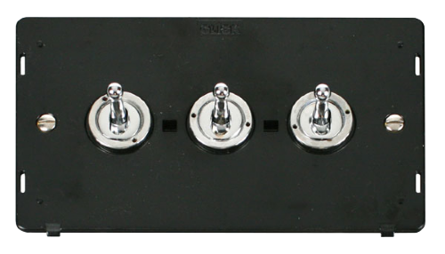 Scolmore SIN423CH - 10AX 3 Gang 2 Way Toggle Switch Insert - Chrome Definity Scolmore - Sparks Warehouse