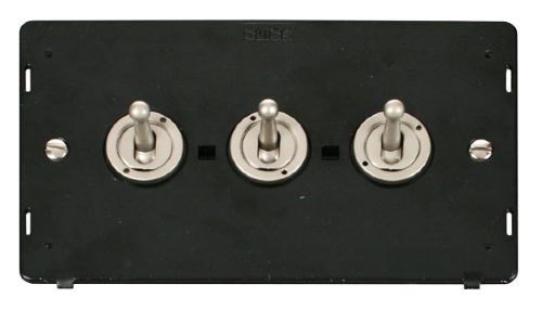 Scolmore SIN423PN - 10AX 3 Gang 2 Way Toggle Switch Insert - Pearl Nickel Definity Scolmore - Sparks Warehouse
