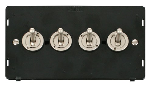 Scolmore SIN424PN - 10AX 4 Gang 2 Way Toggle Switch Insert - Pearl Nickel Definity Scolmore - Sparks Warehouse