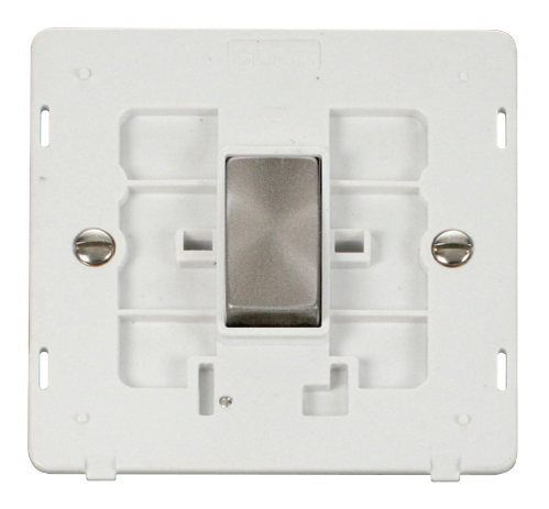 Scolmore SIN425PWBS - INGOT 10AX 1 Gang Intermediate Switch Insert - White / Brushed Stainless Definity Scolmore - Sparks Warehouse