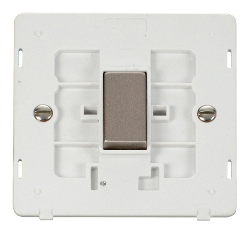 Scolmore SIN425PWSS - Ingot 10Ax 1 Gang Intermediate Switch Insert - White / Stainless Steel Definity Scolmore - Sparks Warehouse