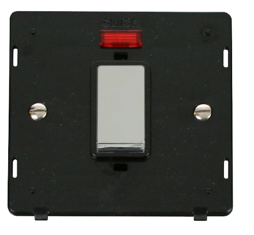 Scolmore SIN501BKCH - INGOT 45A 1 Gang Plate DP Switch With Neon Insert - Black Definity Scolmore - Sparks Warehouse