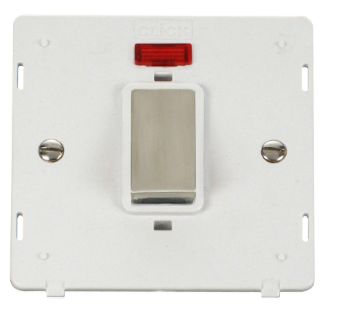 Scolmore SIN501PWSS - INGOT 45A 1 Gang Plate DP Switch With Neon Insert - White Definity Scolmore - Sparks Warehouse