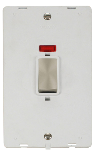 Scolmore SIN503PWBS - INGOT 45A 2 Gang Plate DP Switch With Neon Insert - White Definity Scolmore - Sparks Warehouse