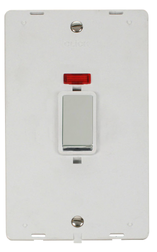 Scolmore SIN503PWCH - INGOT 45A 2 Gang Plate DP Switch With Neon Insert - White Definity Scolmore - Sparks Warehouse