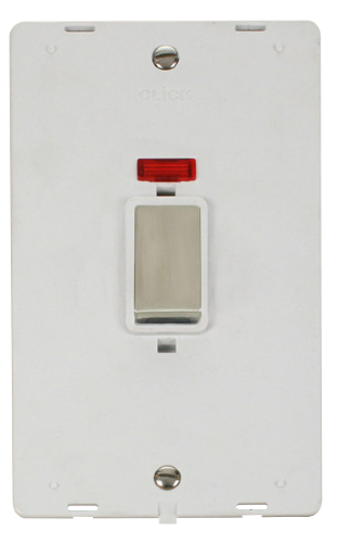 Scolmore SIN503PWSS - INGOT 45A 2 Gang Plate DP Switch With Neon Insert - White Definity Scolmore - Sparks Warehouse