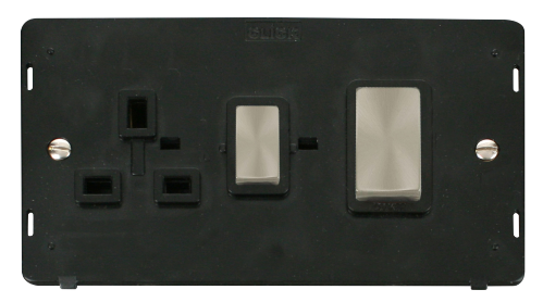 Scolmore SIN504BKBS - INGOT 45A DP Switch 13A DP Switched Socket Insert - Black Definity Scolmore - Sparks Warehouse