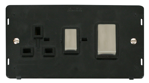 Scolmore SIN504BKSS - INGOT 45A DP Switch 13A DP Switched Socket Insert - Black Definity Scolmore - Sparks Warehouse