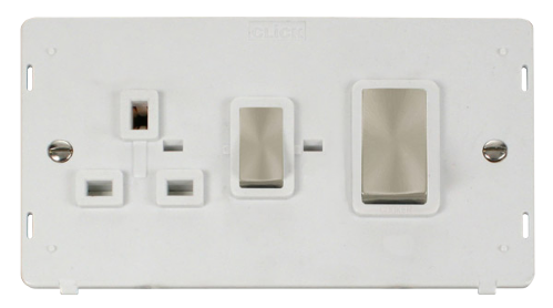 Scolmore SIN504PWBS - INGOT 45A DP Switch 13A DP Switched Socket Insert - White Definity Scolmore - Sparks Warehouse