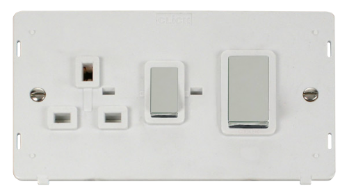 Scolmore SIN504PWCH - INGOT 45A DP Switch 13A DP Switched Socket Insert - White Definity Scolmore - Sparks Warehouse