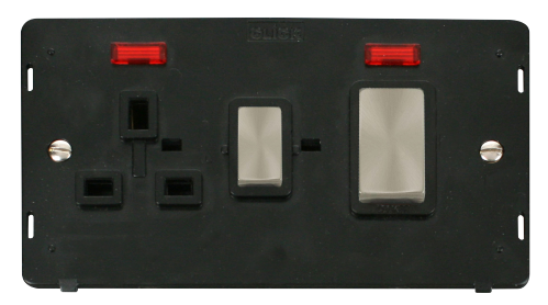 Scolmore SIN505BKBS - INGOT 45A DP Switch 13A DP Sw. Socket With Neons Insert - Black Definity Scolmore - Sparks Warehouse
