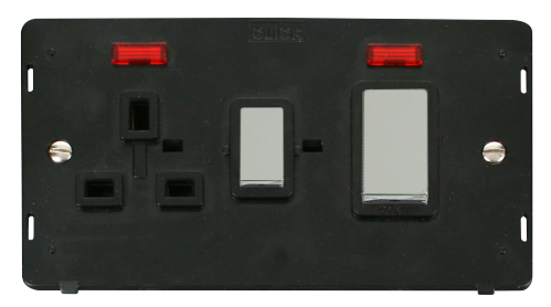 Scolmore SIN505BKCH - INGOT 45A DP Switch 13A DP Sw. Socket With Neons Insert - Black Definity Scolmore - Sparks Warehouse