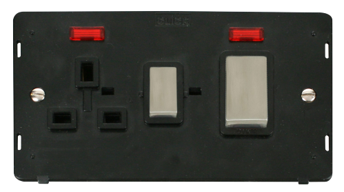 Scolmore SIN505BKSS - INGOT 45A DP Switch 13A DP Sw. Socket With Neons Insert - Black Definity Scolmore - Sparks Warehouse