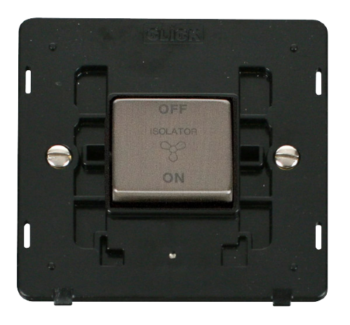Scolmore SIN520BKSS - INGOT 10A 1 Gang 3 Pole Fan Isolation Switch Insert. - Stainless Steel Definity Scolmore - Sparks Warehouse