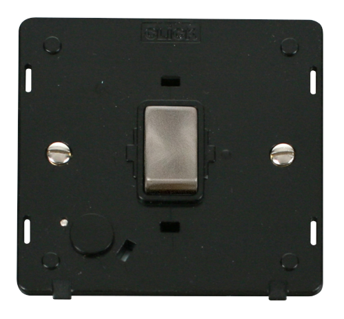 Scolmore SIN522BKBS - INGOT 20A DP Switch With Flex Outlet  Insert - Black / Brushed Stainless Definity Scolmore - Sparks Warehouse