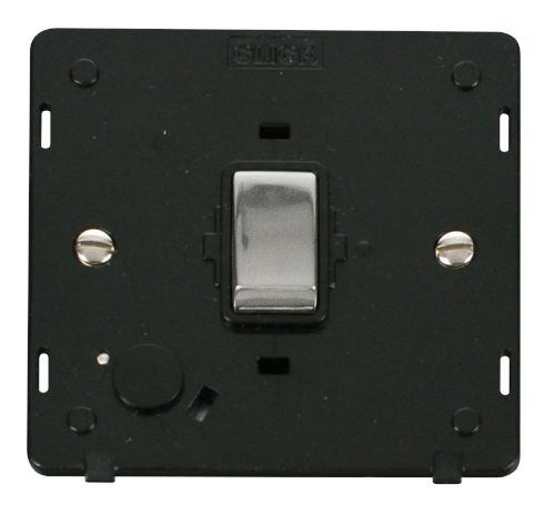 Scolmore SIN522BKCH - INGOT 20A DP Switch With Flex Outlet  Insert - Black / Chrome Definity Scolmore - Sparks Warehouse