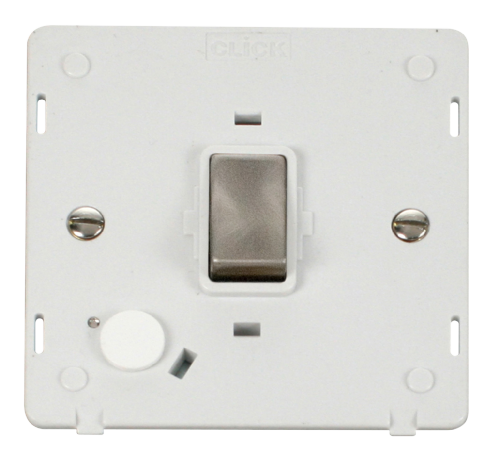 Scolmore SIN522PWBS - INGOT 20A DP Switch With Flex Outlet  Insert - White / Brushed Stainless Definity Scolmore - Sparks Warehouse