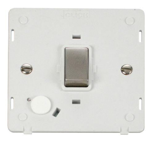 Scolmore SIN522PWSS - INGOT 20A DP Switch With Flex Outlet  Insert - White / Stainless Steel Definity Scolmore - Sparks Warehouse