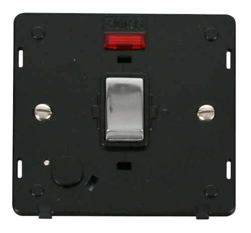 Scolmore SIN523BKCH - INGOT 20A DP Switch With Flex Outlet + Neon Insert - Black / Chrome Definity Scolmore - Sparks Warehouse