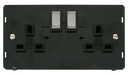Scolmore SIN536BKCH - INGOT 2 Gang 13A DP Switched Socket Insert - Black / Chrome Definity Scolmore - Sparks Warehouse