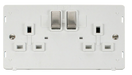 Scolmore SIN536PWSS - INGOT 2 Gang 13A DP Switched Socket Insert - White / Stainless Steel Definity Scolmore - Sparks Warehouse