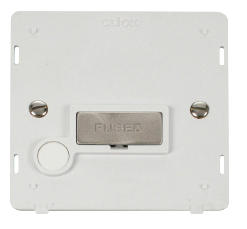 Scolmore SIN550PWBS - INGOT 13A Fused Conn. Unit With Flex Outlet Insert - White / Br. Stainless Definity Scolmore - Sparks Warehouse