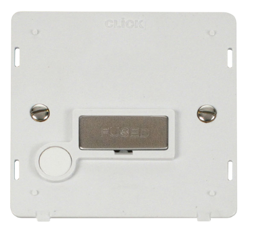 Scolmore SIN550PWSS - INGOT 13A Fused Conn. Unit With Flex Outlet Insert - White / St. Steel Definity Scolmore - Sparks Warehouse