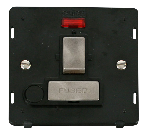 Scolmore SIN552BKBS - INGOT 13A Fused Sw. Conn. Unit With F/O Insert + Neon - Black / Br. St. Definity Scolmore - Sparks Warehouse