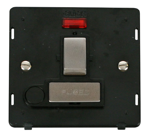 Scolmore SIN552BKSS - INGOT 13A Fused Sw. Conn. Unit With F/O Insert + Neon - Black / St. Steel Definity Scolmore - Sparks Warehouse