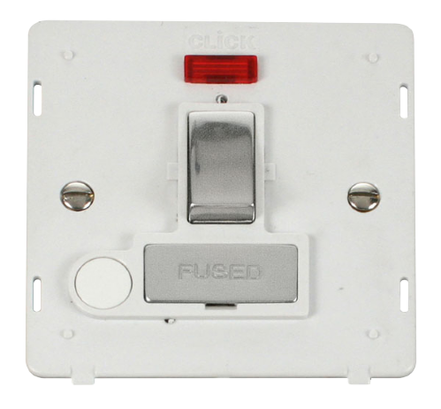 Scolmore SIN552PWCH - INGOT 13A Fused Sw. Conn. Unit With F/O Insert + Neon - White / Chrome Definity Scolmore - Sparks Warehouse