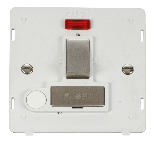 Scolmore SIN552PWSS - INGOT 13A Fused Sw. Conn. Unit With F/O Insert + Neon - White / St. Steel Definity Scolmore - Sparks Warehouse