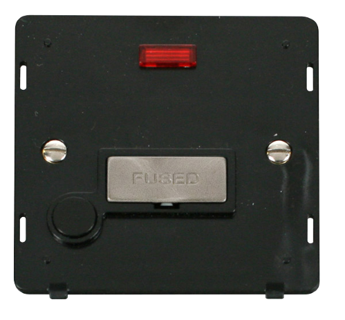 Scolmore SIN553BKBS - INGOT 13A Fused Conn. Unit With F/O Insert + Neon - Black / Br. Stainless Definity Scolmore - Sparks Warehouse