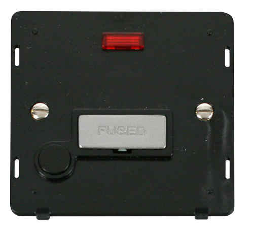 Scolmore SIN553BKCH - INGOT 13A Fused Conn. Unit With F/O Insert + Neon - Black / Chrome Definity Scolmore - Sparks Warehouse