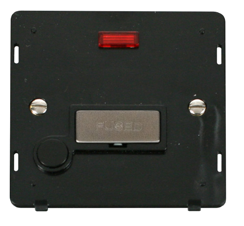 Scolmore SIN553BKSS - INGOT 13A Fused Conn. Unit With F/O Insert + Neon - Black / St. Steel Definity Scolmore - Sparks Warehouse