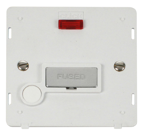 Scolmore SIN553PWCH - INGOT 13A Fused Conn. Unit With F/O Insert + Neon - White / Chrome Definity Scolmore - Sparks Warehouse