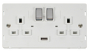 Scolmore SIN570PWCH - 13A 2G 'Ingot' Switched Socket With 2.1A USB Outlet (Twin Earth) Insert - White / Chrome Definity Scolmore - Sparks Warehouse