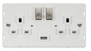 Scolmore SIN570PWSS - 13A 2G 'Ingot' Switched Socket With 2.1A USB Outlet (Twin Earth) Insert - White / Stainless Steel Definity Scolmore - Sparks Warehouse
