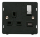 Scolmore SIN571BKCH - 13A 1G 'Ingot' Switched Socket With 2.1A USB Outlet Insert - Black / Chrome Definity Scolmore - Sparks Warehouse