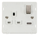 Scolmore SIN571PWBS - 13A 1G 'Ingot' Switched Socket With 2.1A USB Outlet Insert - White / Brushed Stainless Definity Scolmore - Sparks Warehouse