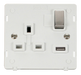 Scolmore SIN571PWSS - 13A 1G 'Ingot' Switched Socket With 2.1A USB Outlet Insert - White / Stainless Steel Definity Scolmore - Sparks Warehouse