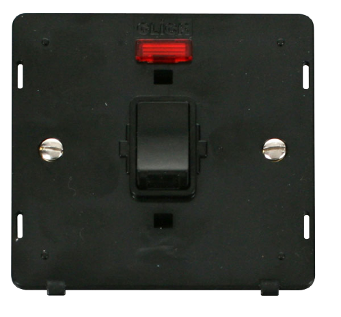 Scolmore SIN623BK - 20A 1 Gang DP Switch With Neon Insert - Black Definity Scolmore - Sparks Warehouse