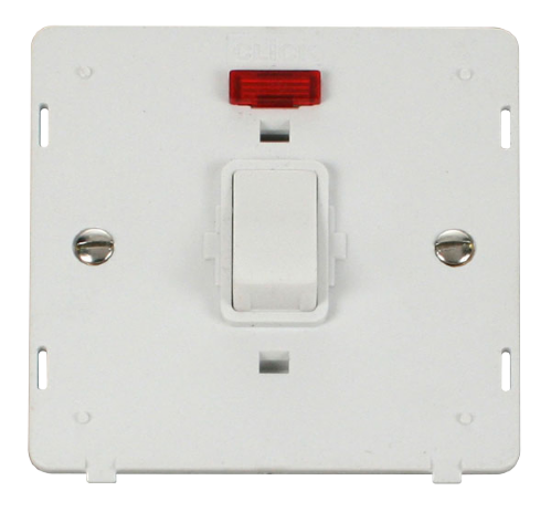 Scolmore SIN623PW - 20A 1 Gang DP Switch With Neon Insert - White Definity Scolmore - Sparks Warehouse